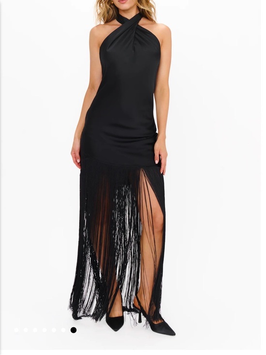 Show Me Your MuMu Dresses & Skirts - Show Me Your MuMu Black One-Shoulder Fringe Maxi Dress